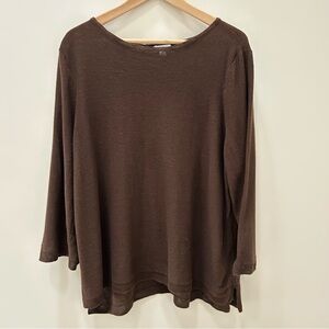 J. Jill Chocolate Brown Long Sleeve Linen Blend Tunic Women’s XL